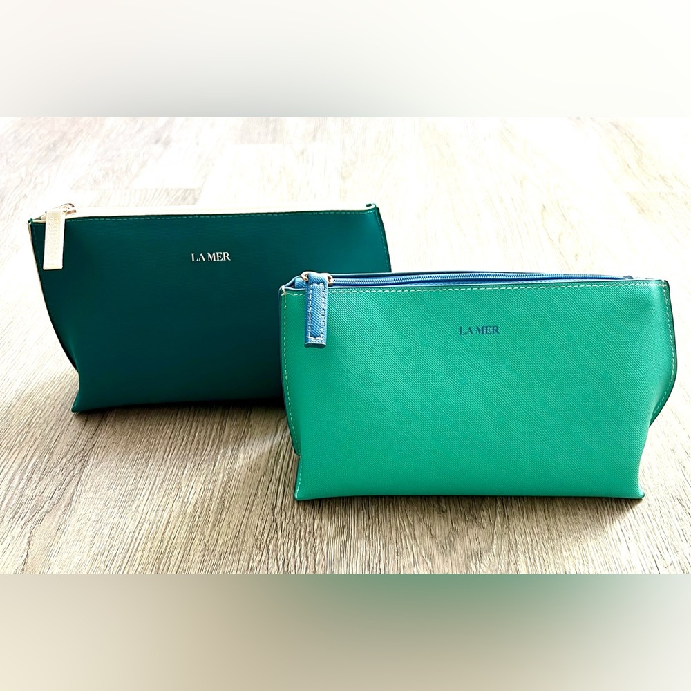 La Mer Green and Teal Cosmetic Bags